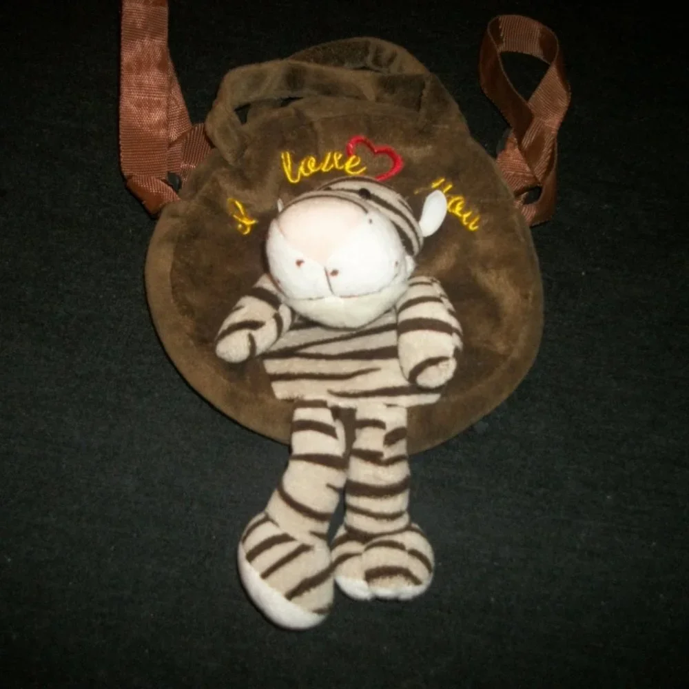 BABY BACKPACK SWEET & TINY STRIPED HIPPO PLUSH